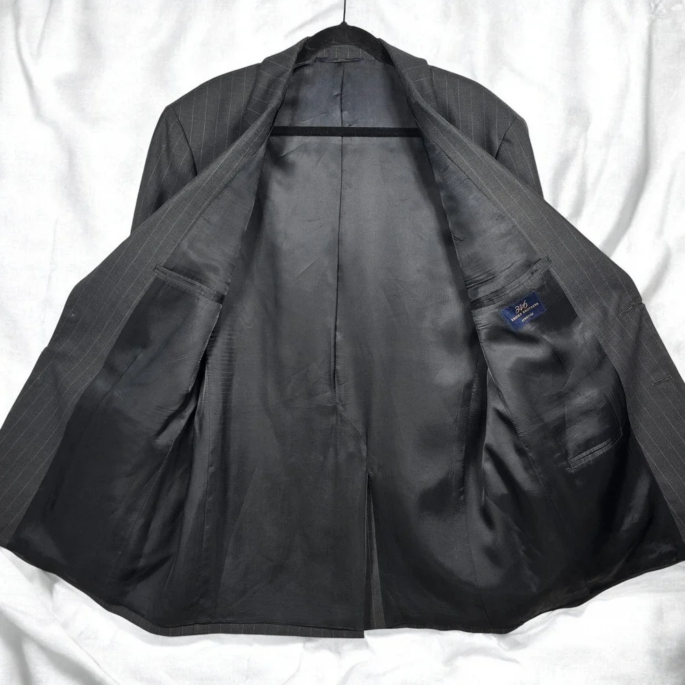 Brooks Brothers Blazer Suit Jacket 346 Mens 44 LG Pinstripe Wool Blend Stretch‎